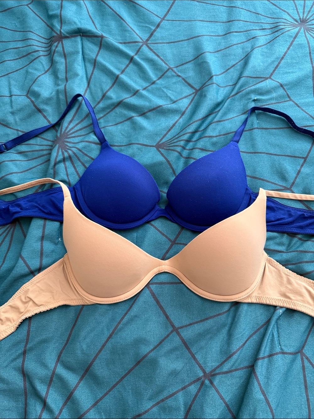 PINK Victoria's Secret 2-Pack X-Strap Push-up Bras in Royal Blue and Nude